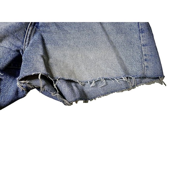 Weekday Brand Denim Row Jean Shorts In Spring Blue Raw Hem SZ 40 US 8 High Rise - Picture 8 of 12